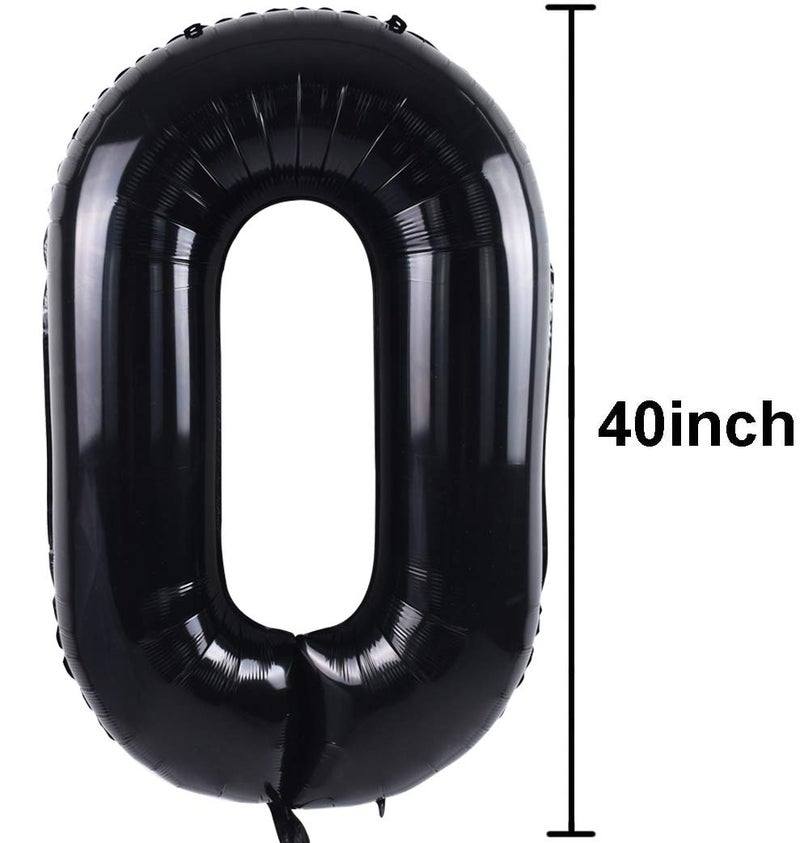 TONIFUL 40 Inch Black Large Numbers 0-9,Number 0 Digital 0 Helium Balloons,Foil Mylar Big Number Balloons for 2026 Graduation New Year Eve Birthday Party supplies Decorations - Image 2