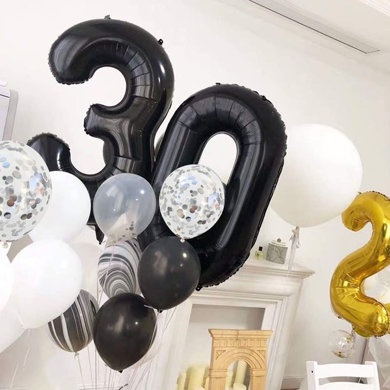 TONIFUL 40 Inch Black Large Numbers 0-9,Number 0 Digital 0 Helium Balloons,Foil Mylar Big Number Balloons for 2026 Graduation New Year Eve Birthday Party supplies Decorations - Image 4