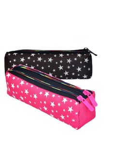 Kuber Industries Makeup Pouch | Rexine Cosmetic Pouch | Travel Makeup Pouch For Girls | Storage Makeup Bag | Star Makeup Pouch | Pack Of 2 | Multi  - Image 1