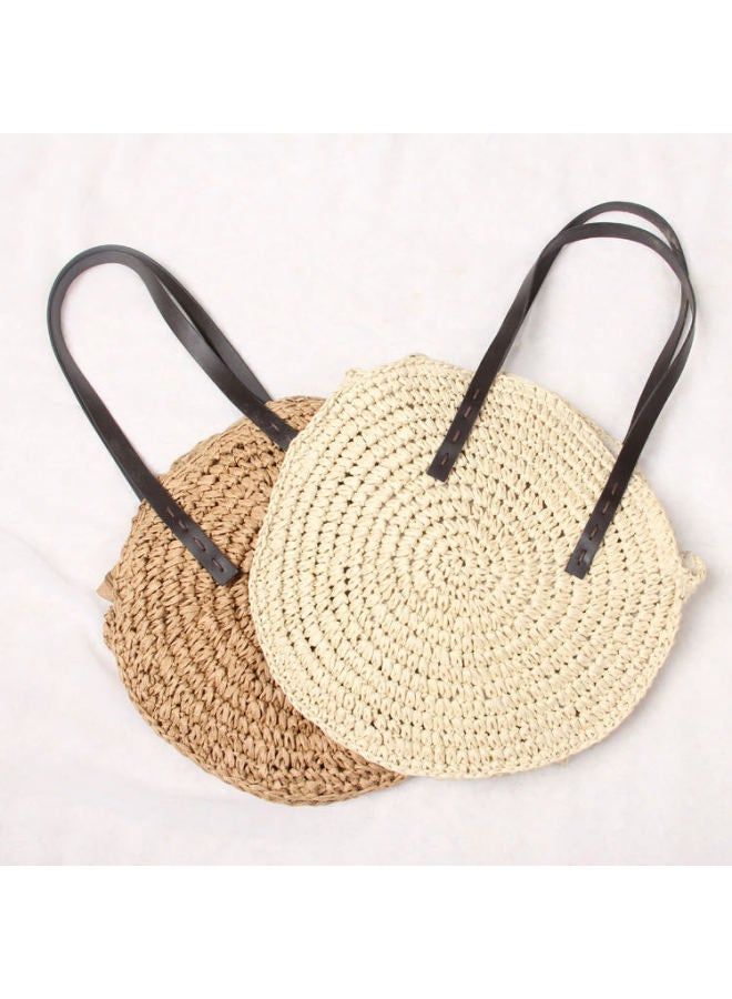 Ins Super Fire Bag Paper Rope Shoulder Bag Internet Popular Same Style Woven Bag Vacation Straw Woven Bag Women's Beach Bag-Color:Brown  - Image 2