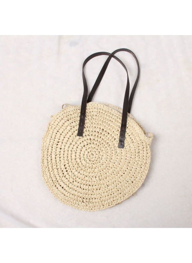 Ins Super Fire Bag Paper Rope Shoulder Bag Internet Popular Same Style Woven Bag Vacation Straw Woven Bag Women's Beach Bag-Color:Brown  - Image 3
