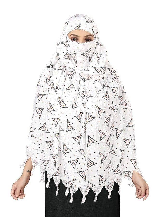 Six Sigma SIXSIGMA® Cotton Long Scarf Cum Mask White Printed Design Breathable/UV Protection Scarves Usable for Vehicle Driver | for Girl & Women - Universal Size - Image 4