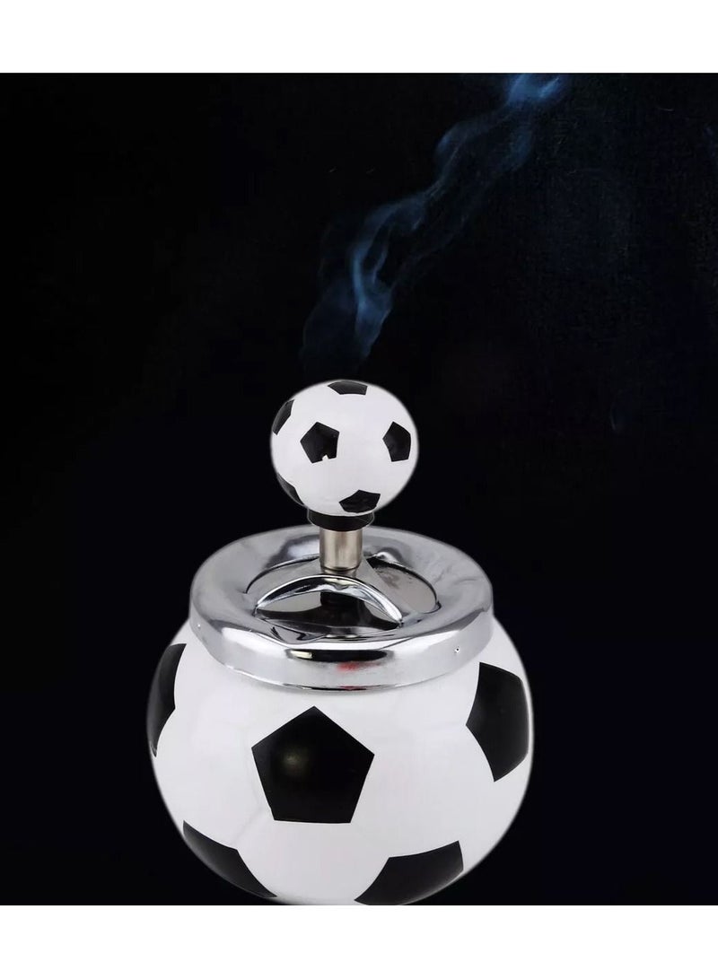 Home Multifunction Football Design Ceramic Push Type Ashtray - Image 3
