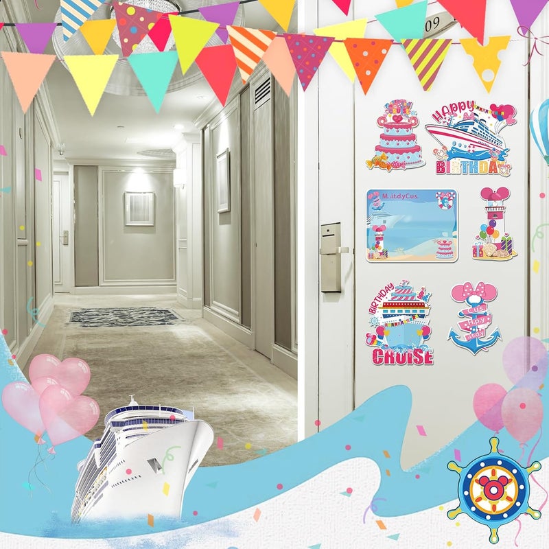 RiVolTa Birthday Cruise Door Decorations - 9 Pcs Mouse Magnet Stateroom Pink Cute Magnetic Large Ship Cabin Anchor Stickers for Girl Refrigerator Car Accessories Carnival Decals Party Decor with Pens - Image 5