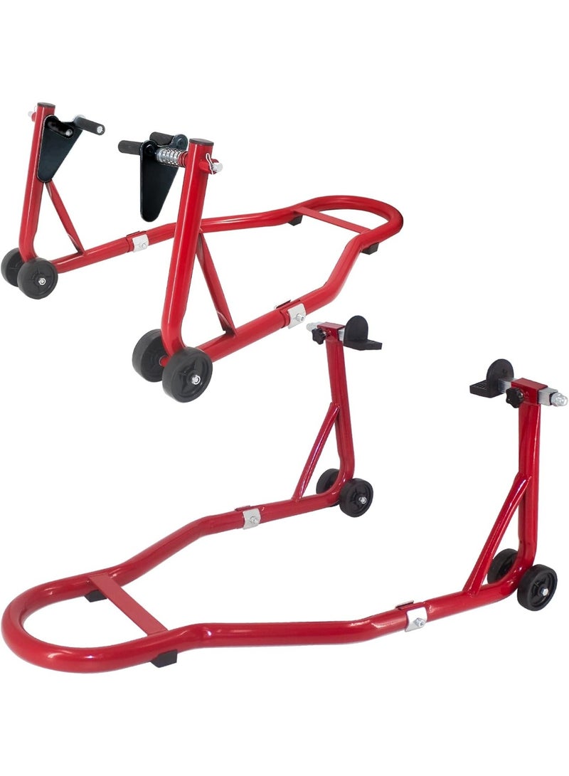 Soofam Motorcycle Stand Lift - 900 LBS Front & Rear Combo Universal Motorcycle Stands,Dirt Bike Stand Compatible With Sport Bike Most Y aMaha H onda K awasaki S uzuki Motorcycles,Red - Image 1