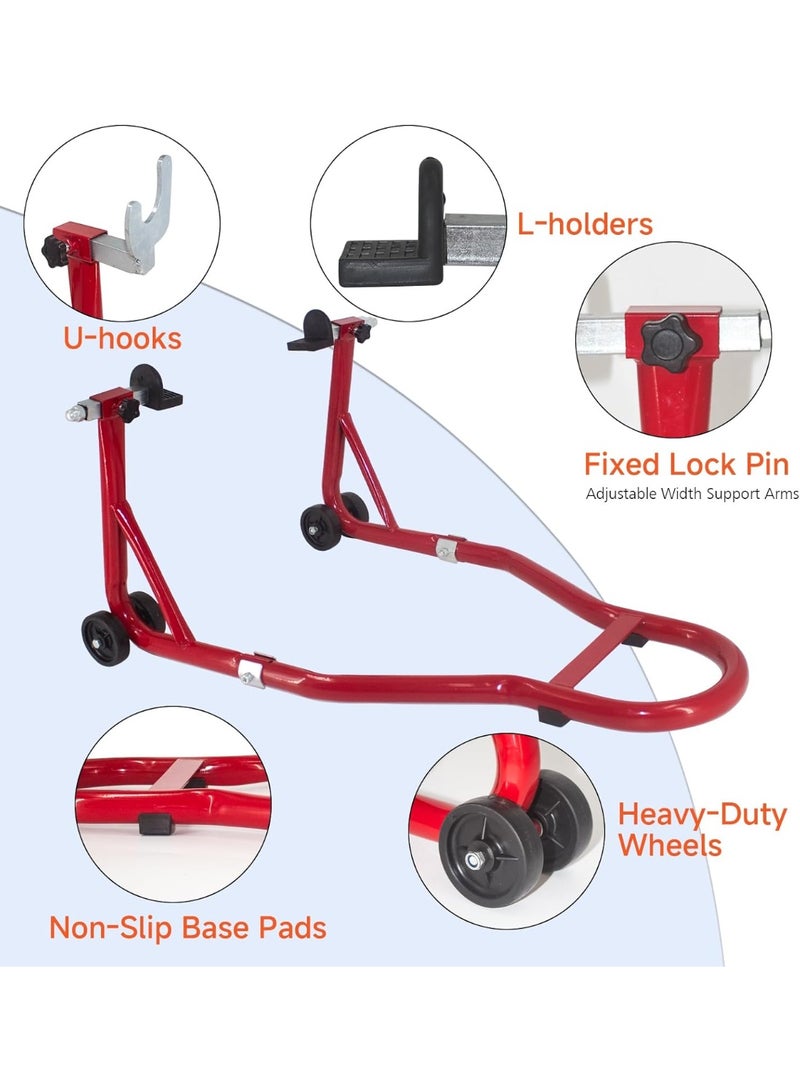 Soofam Motorcycle Stand Lift - 900 LBS Front & Rear Combo Universal Motorcycle Stands,Dirt Bike Stand Compatible With Sport Bike Most Y aMaha H onda K awasaki S uzuki Motorcycles,Red - Image 3