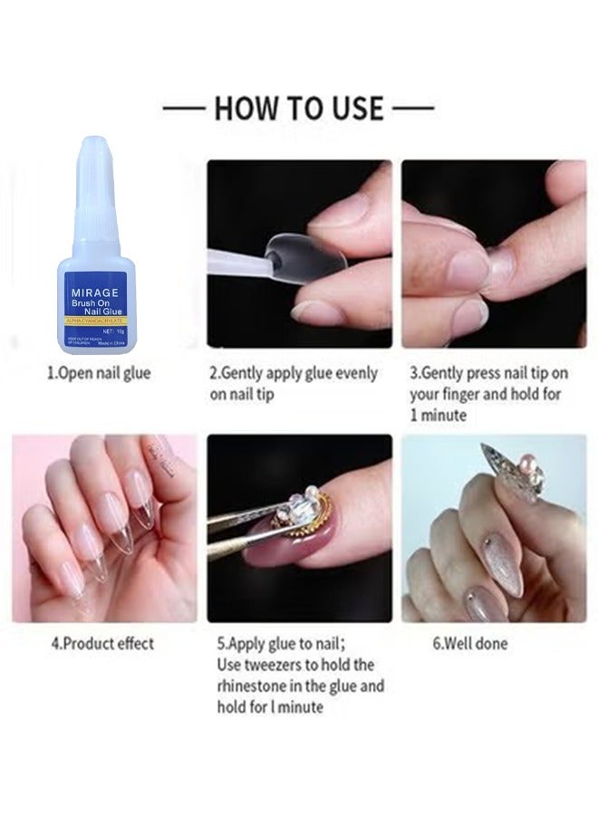 Super Glue Professional Multifunctional Brush on Nail Glue Clear 10G Clear Used for Pasting Nail Patches and Nail Accessories, Strong Adhesion, No Damage to Armor - Image 4