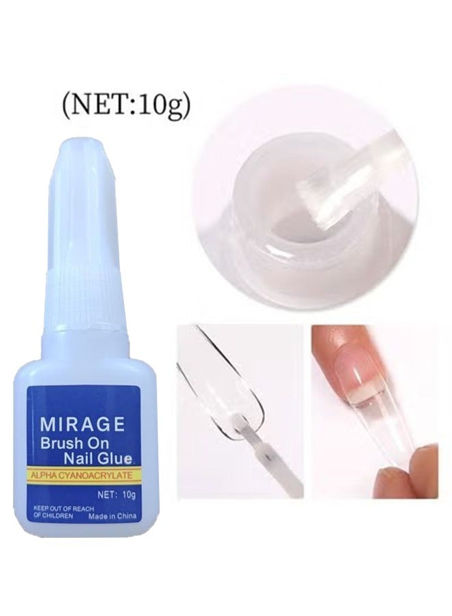 Super Glue Professional Multifunctional Brush on Nail Glue Clear 10G Clear Used for Pasting Nail Patches and Nail Accessories, Strong Adhesion, No Damage to Armor - Image 2