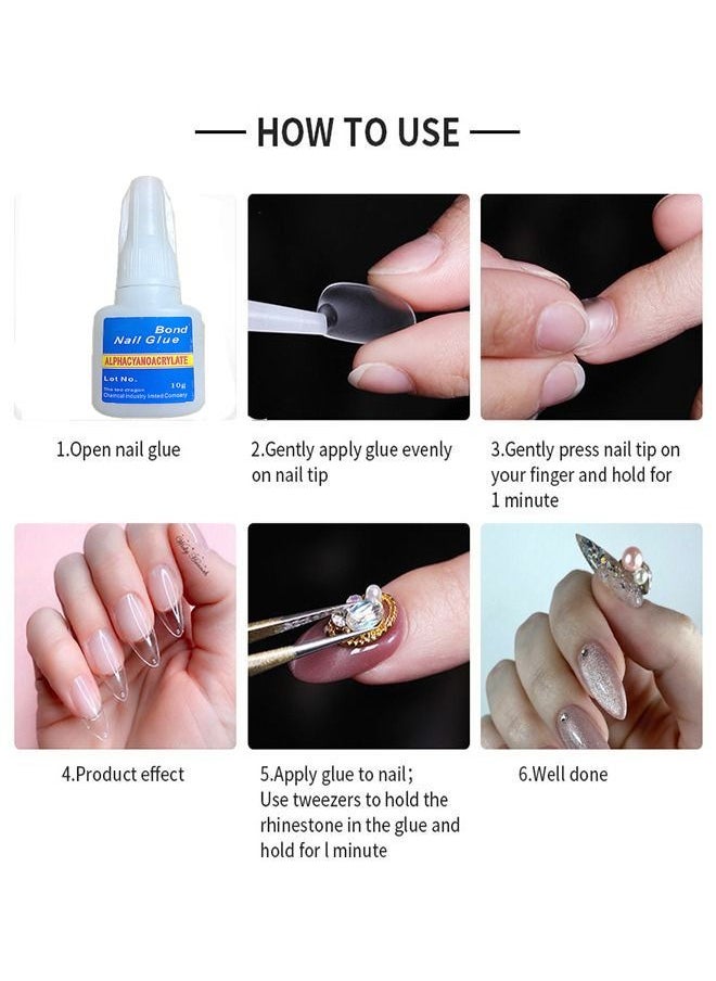 EHOME - Professional Multifunctional Brush on Nail Glue Clear 10G Clear Used for Pasting Nail Patches and Nail Accessories, Strong Adhesion, No Damage to Armor - Image 1