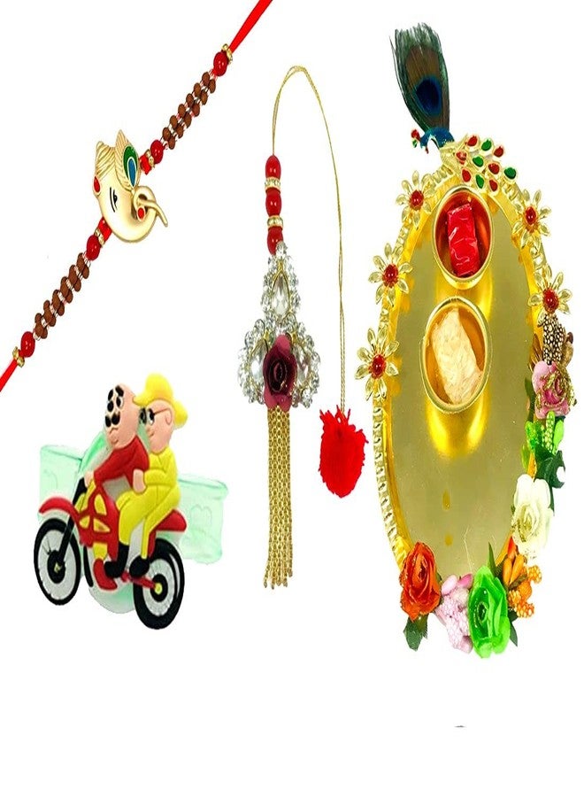Evisha Ganesh Pair Rakhi Roli Chawal Plate And Kids Cartoon Character LED Rakhi For Brother And Bhabhi | Rakhi Combo-264-Kada21-Led-T || rakhi || rakhi set || rakhi for brother || rakhi for brother and bhabhi || rakhi combo || bhaiya bhabhi rakhi || rakhi gifts - Image 1