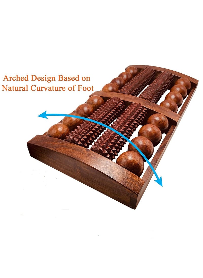 مدلك الضغط بالابر الخشبي المصنوع يدويًا من Acewood مع 8 بكرات للقدم وتوتر الجسم بالكامل ودوران الدم - (35x19 سم) - Image 2