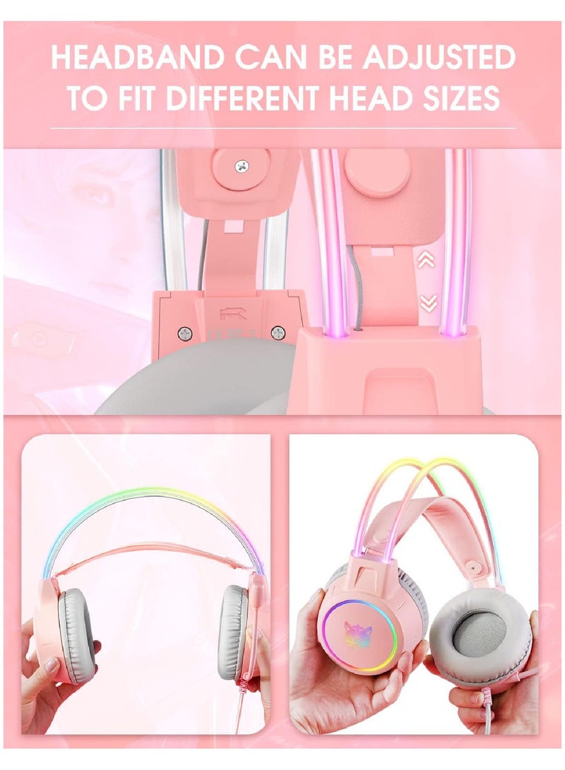 onikuma Gaming Headset With Mic Lightweight Headphones Rgb Aluminum Frame Noise Reduction Surround Sound Compatible PS4 PS5 Xbox One PC Mobile Phone  - Image 2