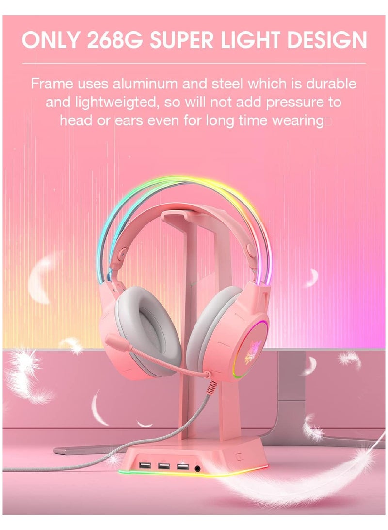 onikuma Gaming Headset With Mic Lightweight Headphones Rgb Aluminum Frame Noise Reduction Surround Sound Compatible PS4 PS5 Xbox One PC Mobile Phone  - Image 3