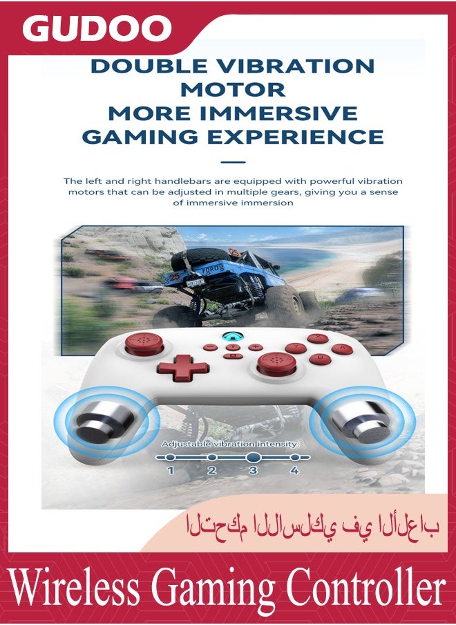 ماركة غير محددة - وحدة تحكم ألعاب لاسلكية 2.4G مع محرك اهتزاز مزدوج، عصا التحكم ولوحة ألعاب بأربعة أزرار قابلة للتخصيص، وحدة تحكم مزودة بقاعدة شحن متوافقة مع أجهزة الكمبيوتر الشخصي وأندرويد وستيم ديك وأبل. - Image 1