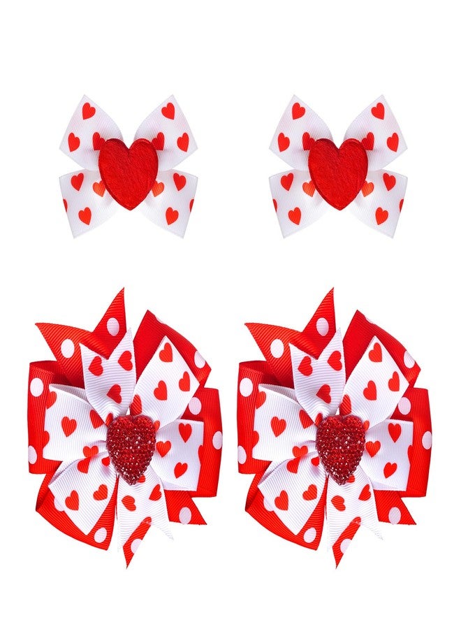phnydreg 4Pcs Love Heart Hair Clips for Girls Red Heart Hair Bows Valentine’s Day Hair Accessories for Toddler Girls Valentines Birthday Gift - Image 1