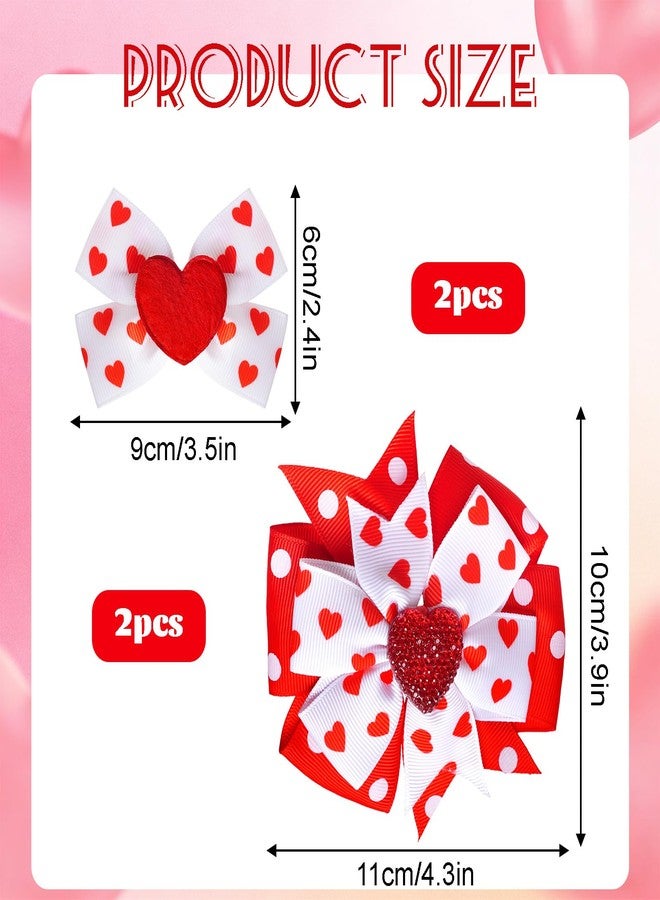 phnydreg 4Pcs Love Heart Hair Clips for Girls Red Heart Hair Bows Valentine’s Day Hair Accessories for Toddler Girls Valentines Birthday Gift - Image 2