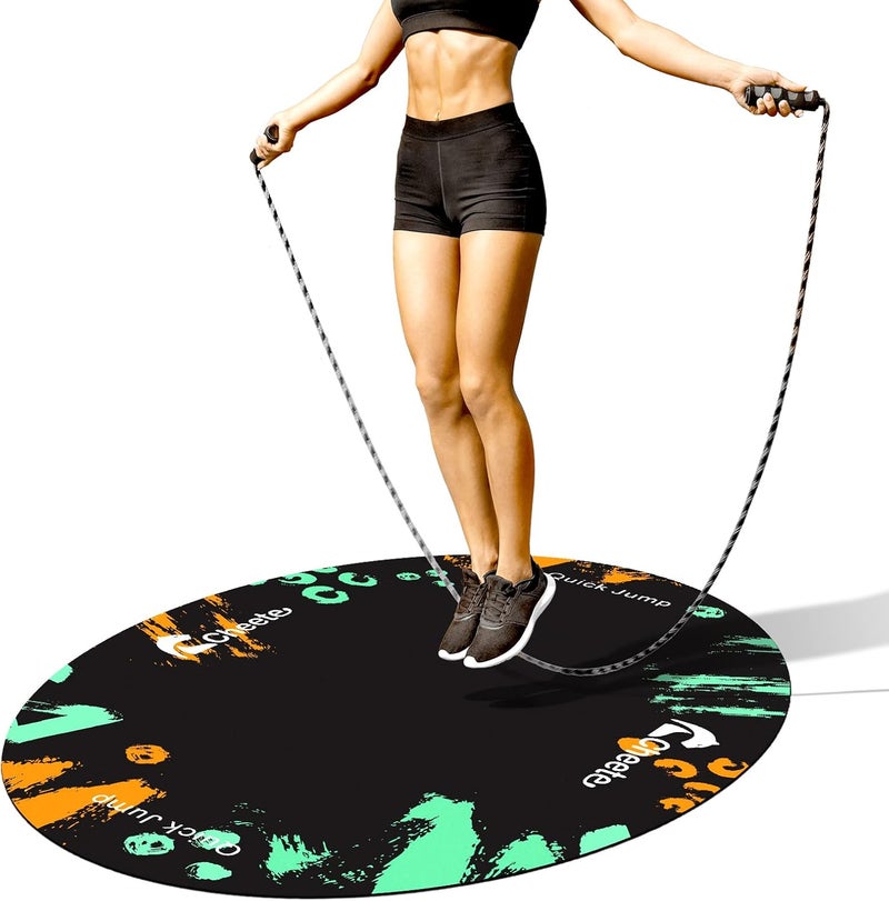 Cheete Jump Rope Mat Large Rubber Exercise Mat Workout Mats for Home Gym Flooring Non-Slip Oval Design for Floor & Rope Protection - Image 1