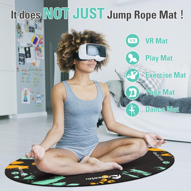 Cheete Jump Rope Mat Large Rubber Exercise Mat Workout Mats for Home Gym Flooring Non-Slip Oval Design for Floor & Rope Protection - Image 5