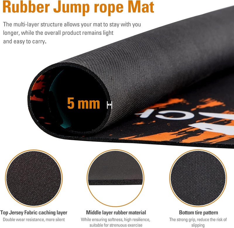Cheete Jump Rope Mat Large Rubber Exercise Mat Workout Mats for Home Gym Flooring Non-Slip Oval Design for Floor & Rope Protection - Image 4