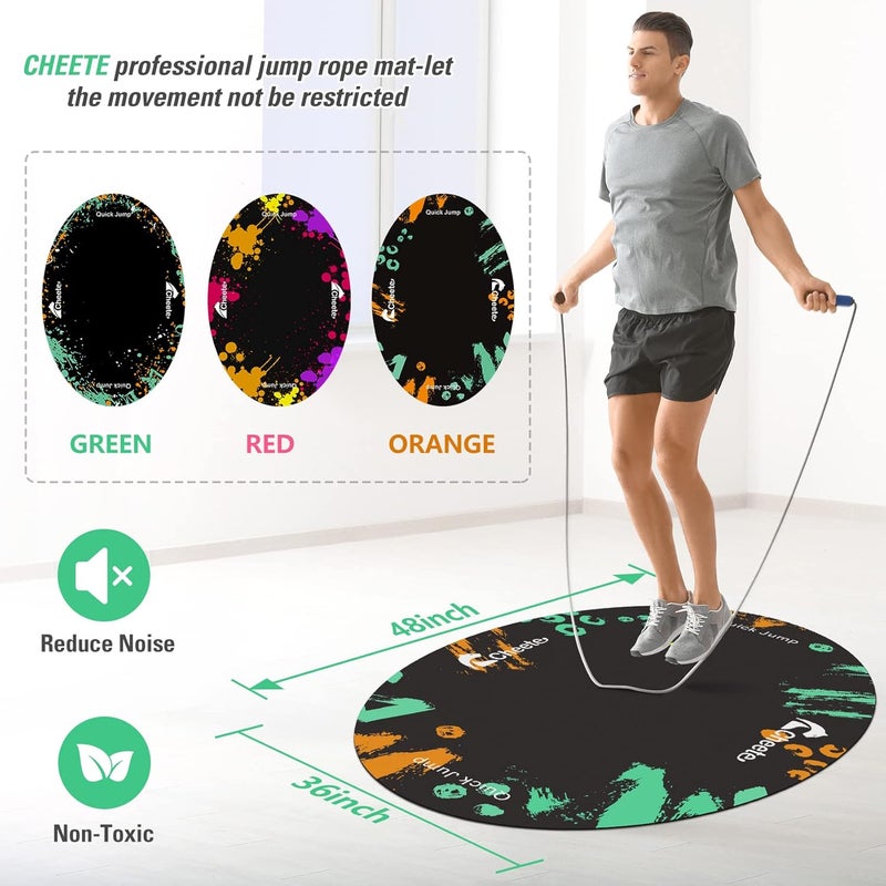 Cheete Jump Rope Mat Large Rubber Exercise Mat Workout Mats for Home Gym Flooring Non-Slip Oval Design for Floor & Rope Protection - Image 2