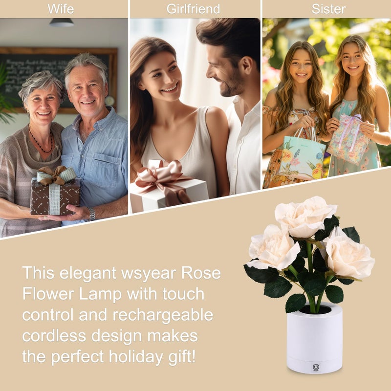 WSYEAR Forever Yellow Rose Flower Lamp Touch Lamp Valentines Day Birthday Gifts for Women Her Wife Girlfriend Daughter, Dimmable Rose Lamp Decor for Bedroom - Image 2