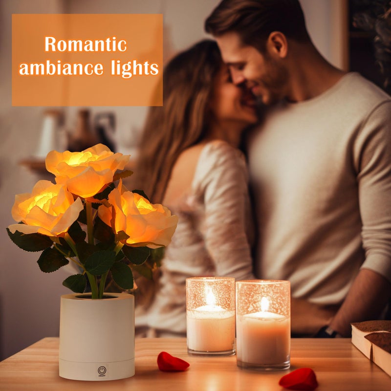 WSYEAR Forever Yellow Rose Flower Lamp Touch Lamp Valentines Day Birthday Gifts for Women Her Wife Girlfriend Daughter, Dimmable Rose Lamp Decor for Bedroom - Image 3