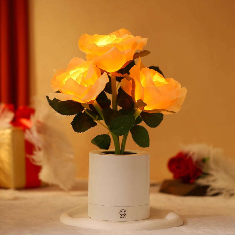 WSYEAR Forever Yellow Rose Flower Lamp Touch Lamp Valentines Day Birthday Gifts for Women Her Wife Girlfriend Daughter, Dimmable Rose Lamp Decor for Bedroom - Image 1