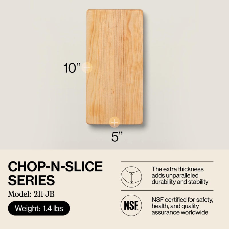 John Boos Chop-N-Slice Series Rectangular Wooden Maple Cutting Board 10â€x5â€ â€“ 1â€ Thick, 1.4-lb Reversible Butcher Block with Eased Corners & Edge-Grain â€“ Made in the USA - Image 2
