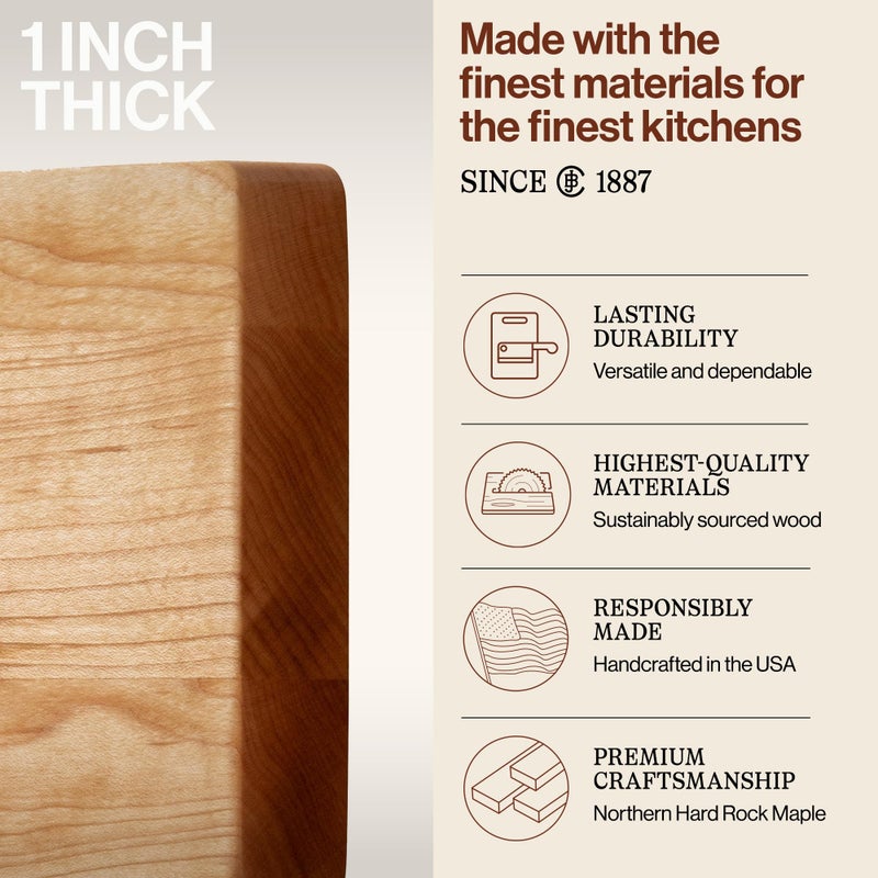 John Boos Chop-N-Slice Series Rectangular Wooden Maple Cutting Board 10â€x5â€ â€“ 1â€ Thick, 1.4-lb Reversible Butcher Block with Eased Corners & Edge-Grain â€“ Made in the USA - Image 3