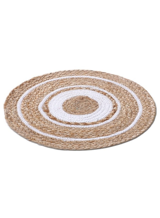 Kuber Industries Handmade Braided Carpet Rugs|Traditional Spiral Design Jute Placemat|Table Top Mat for Bedroom,Living Room,Dining Room,36x36 cm,Pack of 2 (White) - Image 2