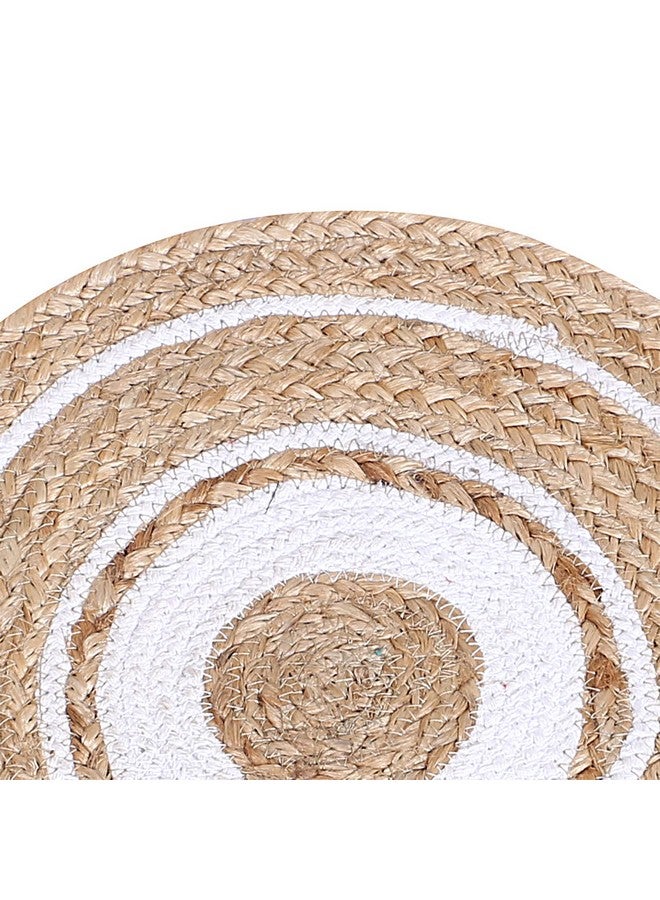 Kuber Industries Handmade Braided Carpet Rugs|Traditional Spiral Design Jute Placemat|Table Top Mat for Bedroom,Living Room,Dining Room,36x36 cm,Pack of 2 (White) - Image 5