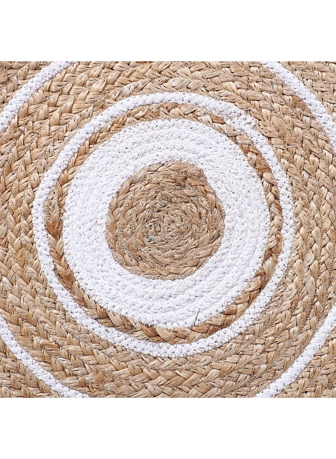 Kuber Industries Handmade Braided Carpet Rugs|Traditional Spiral Design Jute Placemat|Table Top Mat for Bedroom,Living Room,Dining Room,36x36 cm,Pack of 2 (White) - Image 3