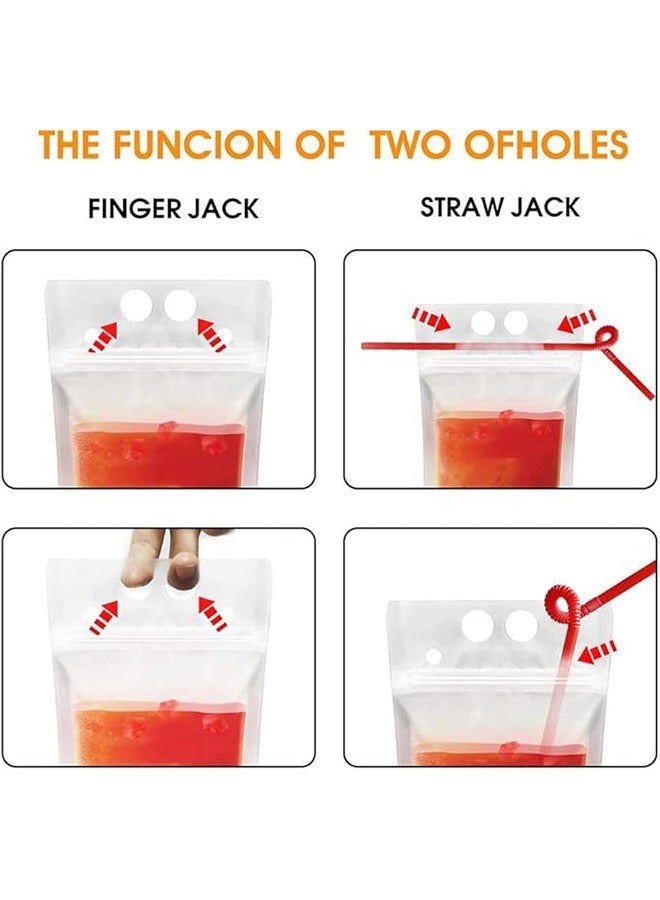 20 Pcs Drink Pouches Clear Drink Bags with Disposable Plastic Straws Smoothie Bags Juice Bags Double Zipper Handheld Translucent Stand-up Frozen Drink Pouches with Straws  - Image 4