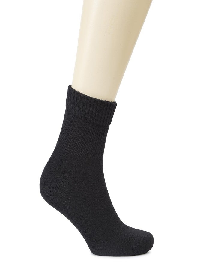 Hugh Ugoli Men's Cotton Diabetic Ankle Socks, Wide, Thin, Loose Fit and Stretchy, Seamless Toe & Non Binding Top, 4 Pairs, Black, Shoe Size: 11-13 - Image 4