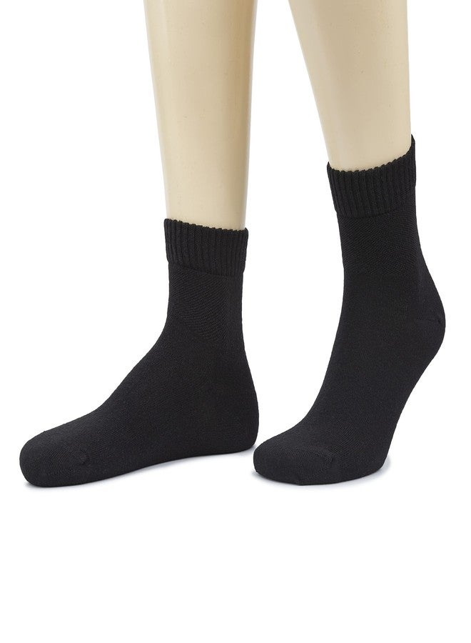 Hugh Ugoli Men's Cotton Diabetic Ankle Socks, Wide, Thin, Loose Fit and Stretchy, Seamless Toe & Non Binding Top, 4 Pairs, Black, Shoe Size: 11-13 - Image 5