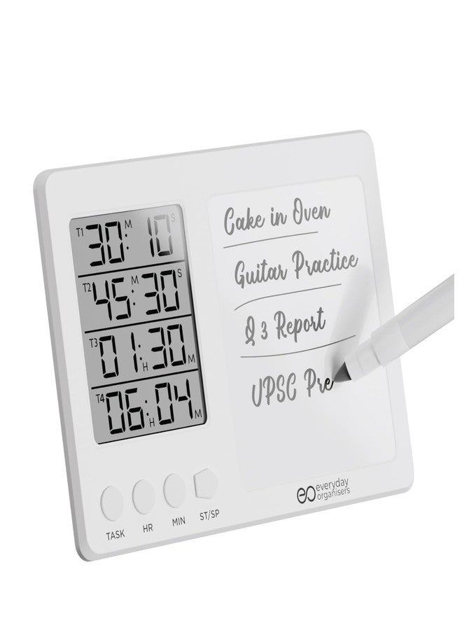 eo Digital Magnetic Timer with Whiteboard | 4 Independent Timers & Stopwatches | Study, Kitchen & Work Desk Timer | Countdown Clock with Alarm | Productivity Tool for Students & Professionals - Image 1