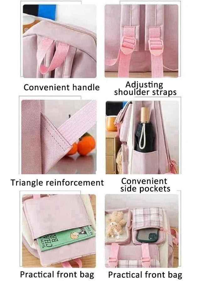 Reelyo School Bag Set with Shoulder Bag, Carrying Handbag, Rucksack and Pen Pouch 4 in 1 Waterproof Lightweight School Bag Set Large Capacity Teenage School Bag Suitable for Multiple Scenarios For Boys Girls 4 Pcs - Image 4