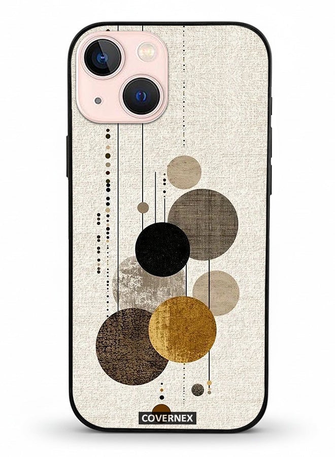 Covernex Apple iPhone 13 Mini Protective Case Cover Printed Featuring Neutral Tones Circular and Linear Art - Image 2