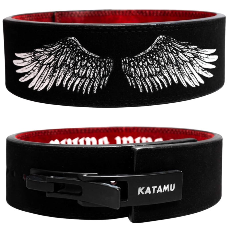 Katamu Divine Wings USPA IPL Approved Lever Belt Premium 10mm and 13mm Leather Powerlifting Belt for Men and Women Steel Lever Buckle 4 Inch Back Support for Deadlifts - Image 2
