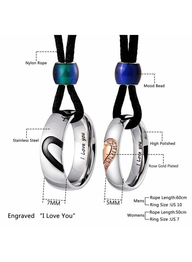Aienid Couple Pendant Necklace for Him and Her Stainless Steel I Love You Necklace Set for Women Men Wedding - Image 3