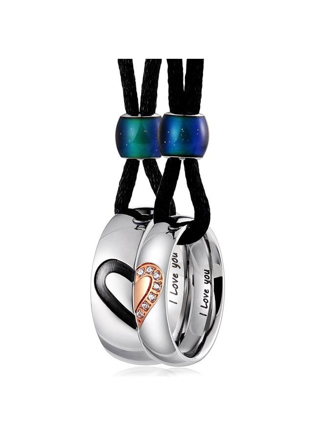Aienid Couple Pendant Necklace for Him and Her Stainless Steel I Love You Necklace Set for Women Men Wedding - Image 1