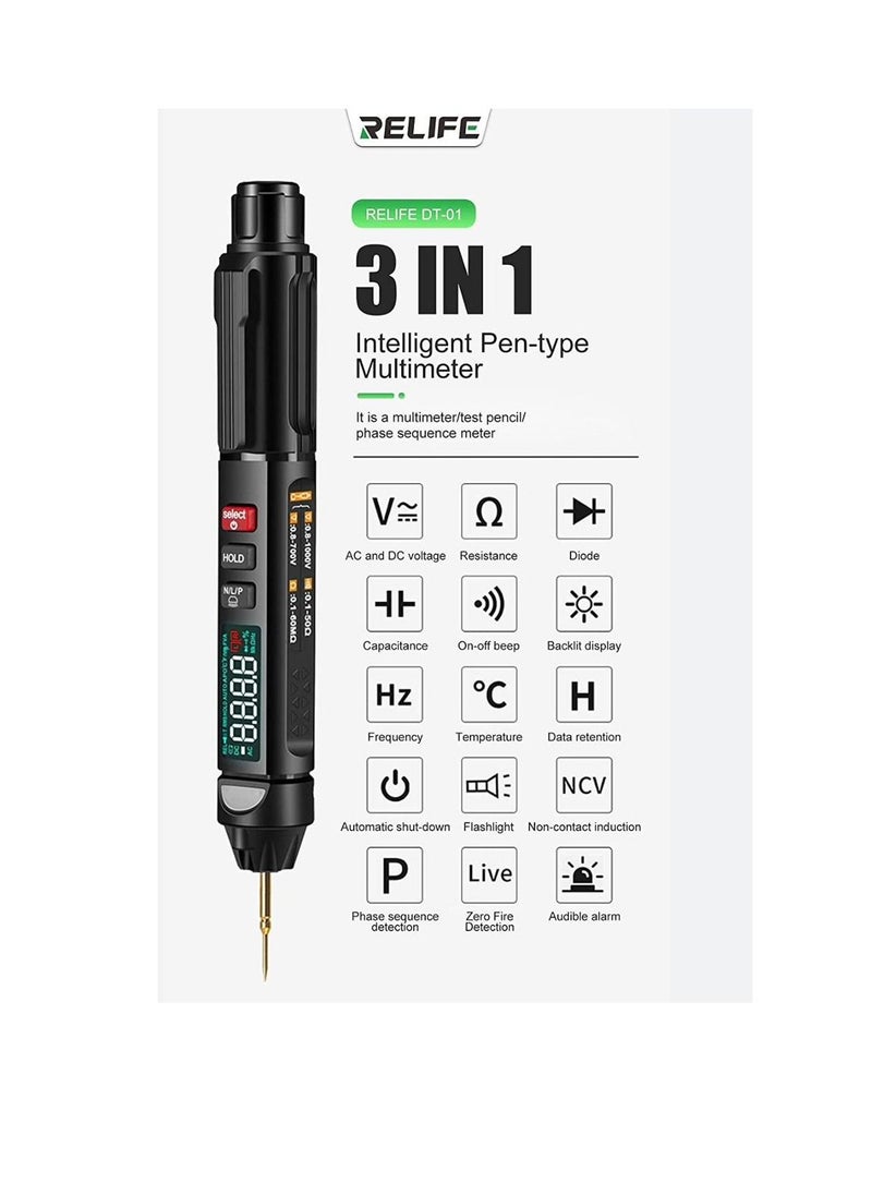 RELIFE KKMoon kkm99/kkm100 Digital Multimeter Large Screen HD Portable Intelligent Multimeter AC/DC Voltage Measurement 