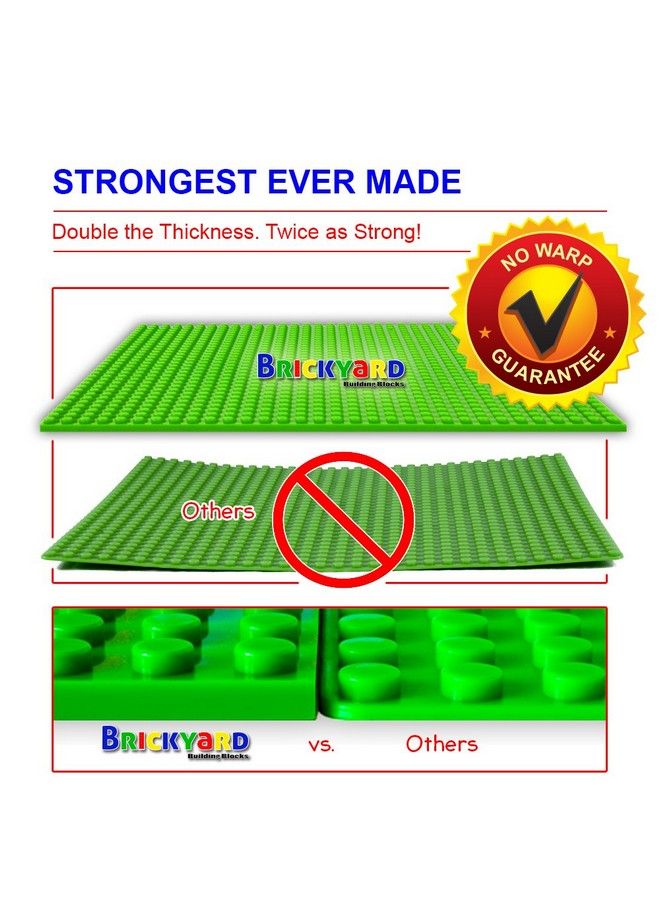 Brickyard Building Blocks Lego Compatible Baseplate Pack Of 4 Large 10 X 10 Inch Base Plates For Toy Bricks, Stem Activities & Display Table Green - Image 4