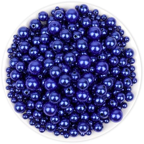 Anezus 2205Pcs Blue Pearls for Craft Assorted Sizes Fake Pearl Beads Sew on Pearls Bulk Loose Pearl Beads with Holes for Jewelry Making Bracelets Necklaces Hairs Decoration Vase Filler - Image 1