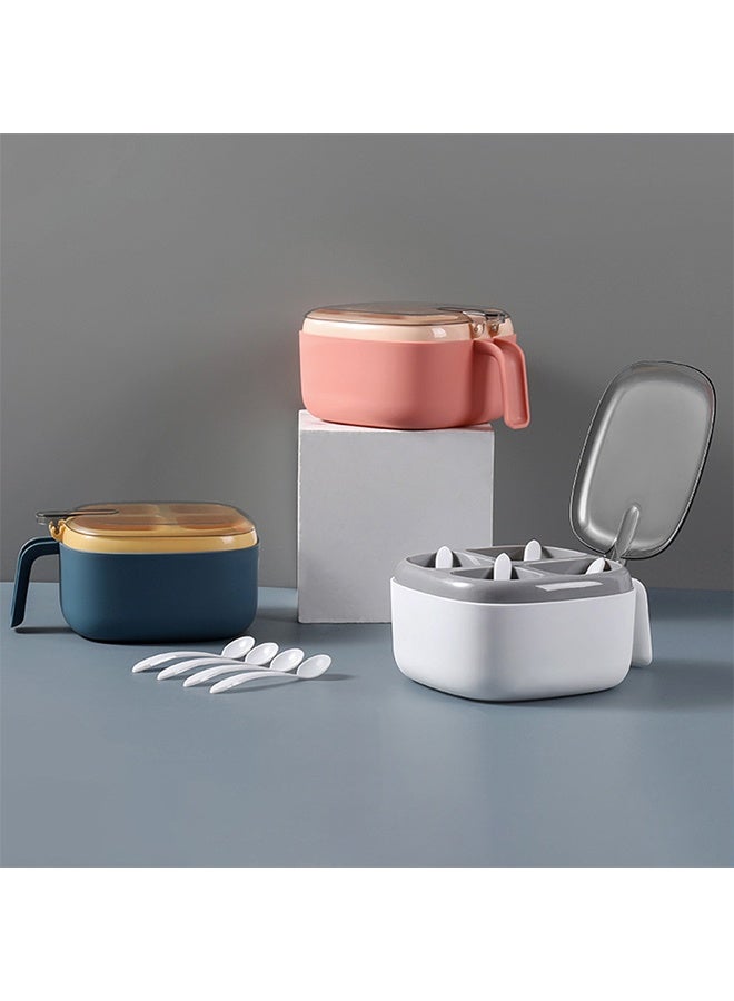 1 حاوية تخزين مطبخ صندوق توابل لشاكر السكر بالملح والتوابل مع غطاء وملعقة ، مستلزمات المطبخ ، وعاء الفلفل ، شاكر الملح (أبيض) - Image 3