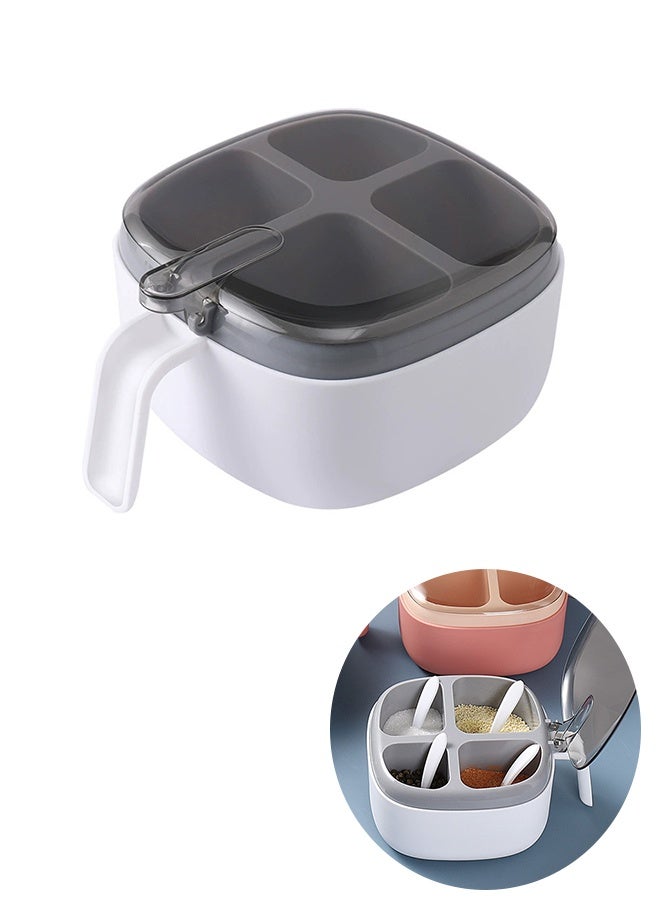 1 حاوية تخزين مطبخ صندوق توابل لشاكر السكر بالملح والتوابل مع غطاء وملعقة ، مستلزمات المطبخ ، وعاء الفلفل ، شاكر الملح (أبيض) - Image 1