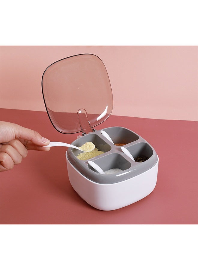 1 حاوية تخزين مطبخ صندوق توابل لشاكر السكر بالملح والتوابل مع غطاء وملعقة ، مستلزمات المطبخ ، وعاء الفلفل ، شاكر الملح (أبيض) - Image 4