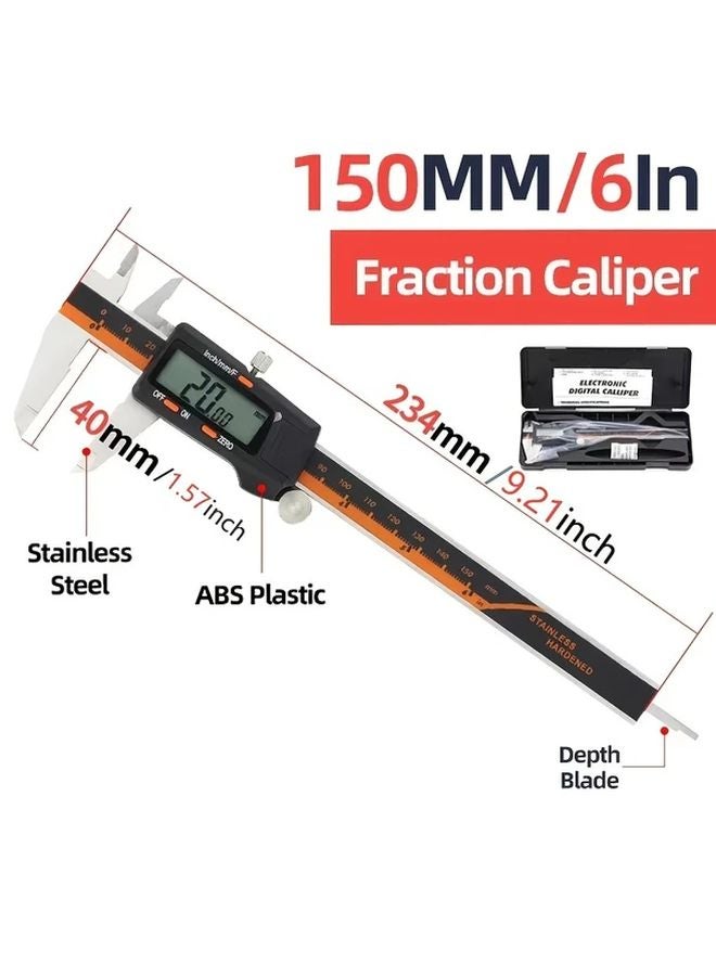 Black Digital Vernier Caliper 0 01mm Precision Inch Metric Fraction Measuring Tool - Image 3