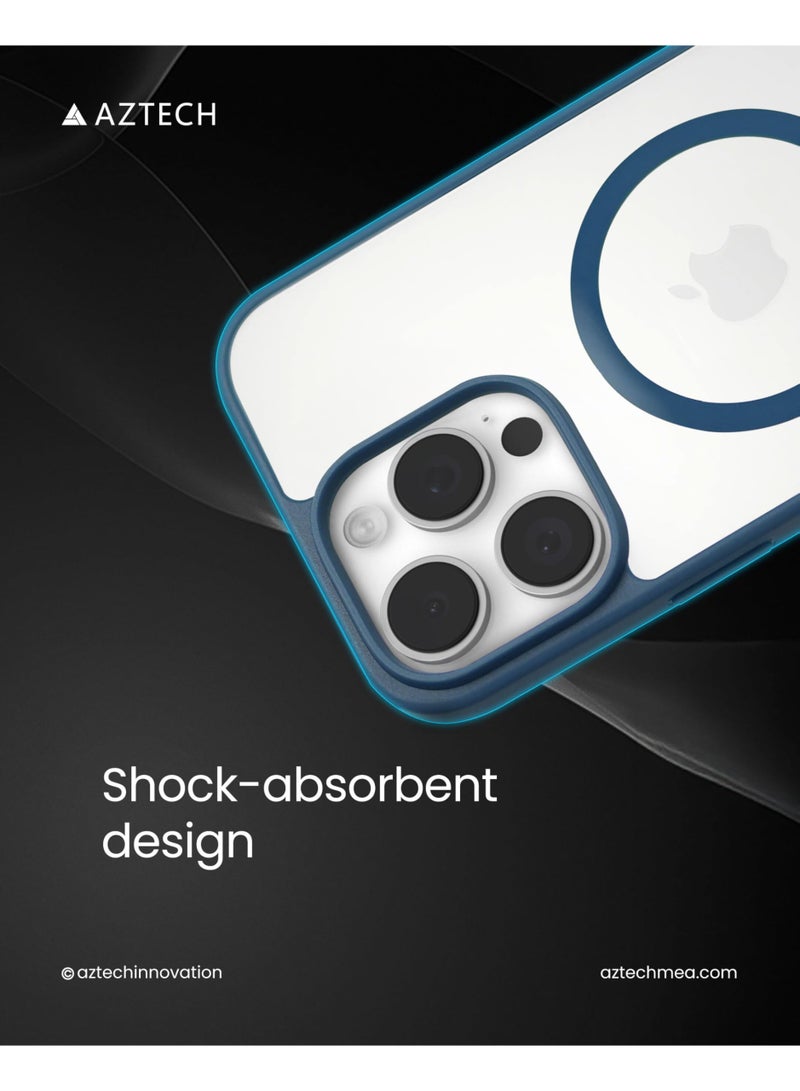 أزتك حافظة مغناطيسية لجهاز آيفون 15 برو متوافقة مع ماغسيف، خلفية غير لامعة شفافة حماية كاملة لعدسة الكاميرا، غطاء هاتف نحيف مقاوم للصدمات، واقي للخدوش، خلفية مقاومة للخدوش لمنتجات آبل. - Image 3