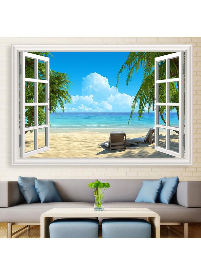 الأزرق جي دبليو ملصقات جدارية ثلاثية الأبعاد لطلاء المناظر الطبيعية ملصقات جدارية ثلاثية الأبعاد لغرفة المعيشة ذاتية الالتصاق بجدار الخلفية الزخرفية ملصقات النوافذ المزيفة - Image 1